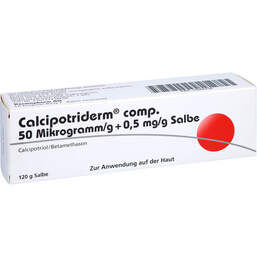 Abbildung: Calcipotriderm comp.50 µg / g + 0,5 mg / g Salbe 120 g, Salbe PZN 15884430