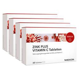 Abbildung: Zink Plus Vitamin C Tabletten 4X60 St, Tabletten PZN 15894115