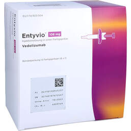 Abbildung: Entyvio 108 mg Injektionslösung in einer Fertigspritze 6 St, Injektionslösung PZN 15894523
