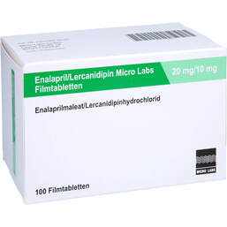Abbildung: Enalapril / Lercanidipin Micro Labs 20 mg / 10 mg Fta 100 St, Filmtabletten PZN 15995715
