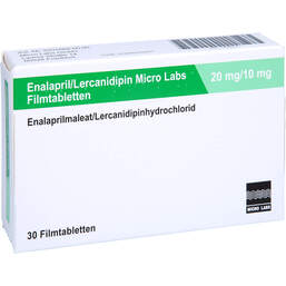 Abbildung: Enalapril / Lercanidipin Micro Labs 20 mg / 10 mg Fta 30 St, Filmtabletten PZN 15996643