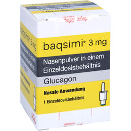 Abbildung: Baqsimi 3 mg Nasenpulver i.e.Einzeldosisbehältnis 1X3 mg, Nasendosierspray PZN 15998145