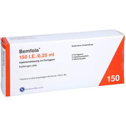 Abbildung: Bemfola 150 I.E. / 0,25 ml Injektionslösung in einem Fertigpen 5 St, Injektionslösung in einem Fertigpen PZN 16002461
