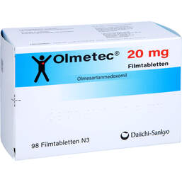 Abbildung: Olmetec 20 mg Filmtabletten 98 St, Filmtabletten PZN 16002633