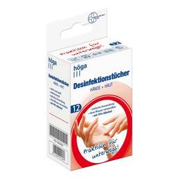 Abbildung: Desinfektionstücher Hände + Haut 12 St, Tücher PZN 16003609