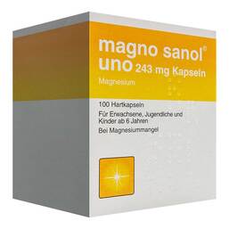 Abbildung: Magno Sanol uno 243 mg Kapseln 100 St, Hartkapseln PZN 16004075