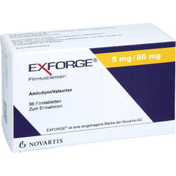 Abbildung: Exforge 5 mg / 80 mg Filmtabletten 98 St, Filmtabletten PZN 16008825