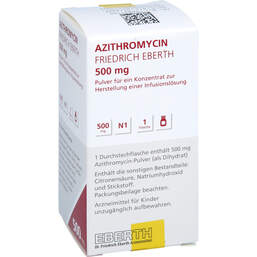 Abbildung: Azithromycin Friedrich Eberth 500 mg Pik 1 St, Pulver für ein Konzentrat zur Herstellung einer Infusionslösung PZN 16010331