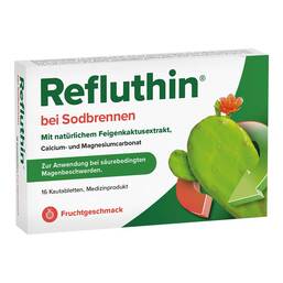 Abbildung: Refluthin bei Sodbrennen Kautabletten Frucht Kautabletten, 16 St PZN 16011247