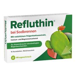 Abbildung: Refluthin bei Sodbrennen Kautabletten Minze 16 St, Kautabletten PZN 16011313