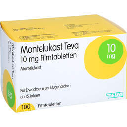 Abbildung: Montelukast Teva 10 mg Filmtabletten 100 St, Filmtabletten PZN 16012063