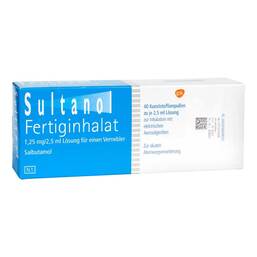 Abbildung: Sultanol Fertiginhalat 1,25 mg / 2,5 ml Lösung für Vern. 40 St, Lösung für einen Vernebler PZN 16015972