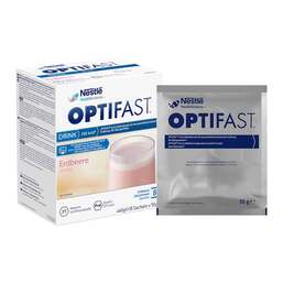 Abbildung: Optifast home Drink Erdbeere Pulver Pulver, 8X55 g PZN 16016121