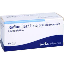 Abbildung: Roflumilast beta 500 µg Filmtabletten 90 St, Filmtabletten PZN 16018456