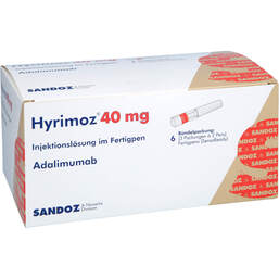 Abbildung: Hyrimoz 40 mg / 0,8 ml Injektionslösung im Fertigpen 6X0.8 ml, Injektionslösung PZN 16018479