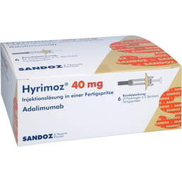 Abbildung: Hyrimoz 40 mg / 0,8 ml Injektionslösung in einer Fertigspritze 6X0.8 ml, Injektionslösung PZN 16018491