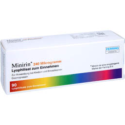 Abbildung: Minirin 240 Mikrogramm Lyophilisat zum Einnehmen 90 St, Schmelztabletten PZN 16021168
