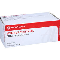Abbildung: Atorvastatin AL 30 mg Filmtabletten 100 St, Filmtabletten PZN 16021576