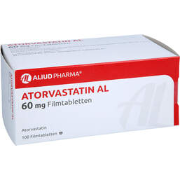 Abbildung: Atorvastatin AL 60 mg Filmtabletten 100 St, Filmtabletten PZN 16021607