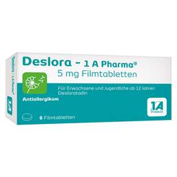 Abbildung: Deslora-1A Pharma 5 mg Filmtabletten Filmtabletten, 6 St PZN 16022937