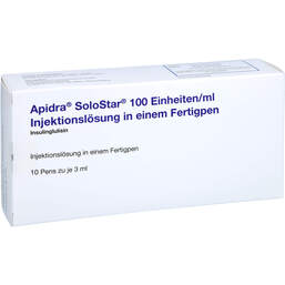 Abbildung: Apidra 100 E / ml Solostar Injektionslösung in einem Fertigpen 10X3 ml, Injektionslösung in einem Fertigpen PZN 16031385