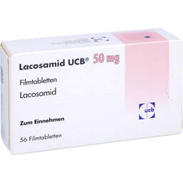Abbildung: Lacosamid Ucb 50 mg Filmtabletten 56 St, Filmtabletten PZN 16031712
