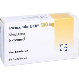 Abbildung: Lacosamid Ucb 100 mg Filmtabletten 56 St, Filmtabletten PZN 16031741