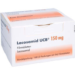 Abbildung: Lacosamid Ucb 150 mg Filmtabletten 168 St, Filmtabletten PZN 16031770