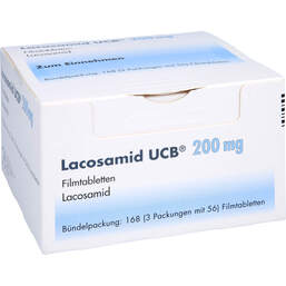 Abbildung: Lacosamid Ucb 200 mg Filmtabletten 168 St, Filmtabletten PZN 16031793
