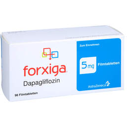Abbildung: Forxiga 5 mg Filmtabletten 98 St, Filmtabletten PZN 16033349