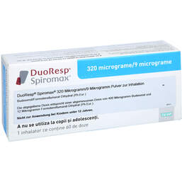 Abbildung: Duoresp Spiromax 320µg / 9 µg / Dosis 1x60ED Inh.-Pulver  1 St, Inhalationspulver PZN 16033361