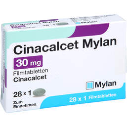 Abbildung: Cinacalcet Mylan 30 mg Filmtabletten 28 St, Filmtabletten PZN 16036690