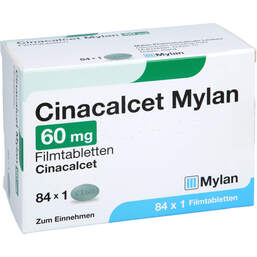 Abbildung: Cinacalcet Mylan 60 mg Filmtabletten 84 St, Filmtabletten PZN 16036721