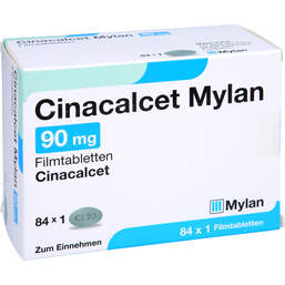 Abbildung: Cinacalcet Mylan 90 mg Filmtabletten 84 St, Filmtabletten PZN 16036744