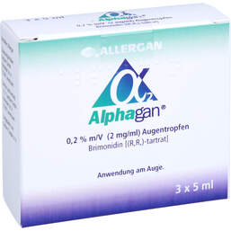 Abbildung: Alphagan 0,2% m / V 2 mg / ml Augentropfen 3X5 ml, Augentropfen PZN 16036968