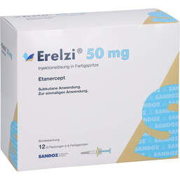 Abbildung: Erelzi 50 mg Injektionslösung in einer Fertigspritze 12 St, Injektionslösung PZN 16036997