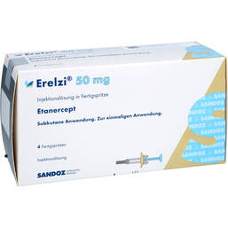 Abbildung: Erelzi 50 mg Injektionslösung in einer Fertigspritze 4 St, Injektionslösung PZN 16037005