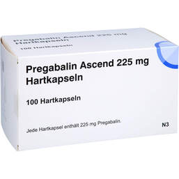 Abbildung: Pregabalin Ascend 225 mg Hartkapseln 100 St, Hartkapseln PZN 16042503