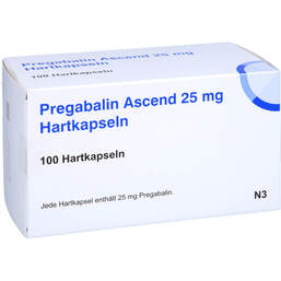 Abbildung: Pregabalin Ascend 25 mg Hartkapseln 100 St, Hartkapseln PZN 16042549