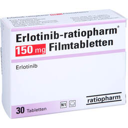 Abbildung: Erlotinib-ratiopharm 150 mg Filmtabletten 30 St, Filmtabletten PZN 16045430