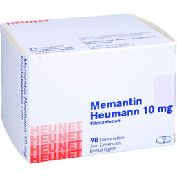 Abbildung: Memantin Heumann 10 mg Filmtabletten Heunet 98 St, Filmtabletten PZN 16060576