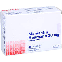 Abbildung: Memantin Heumann 20 mg Filmtabletten Heunet 28 St, Filmtabletten PZN 16060582