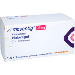 Abbildung: Moventig 25 mg Filmtabletten 100 St, Filmtabletten PZN 16085292