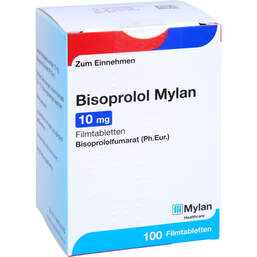 Abbildung: Bisoprolol Mylan 10 mg Filmtabletten 100 St, Filmtabletten PZN 16086742