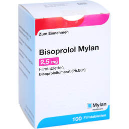 Abbildung: Bisoprolol Mylan 2,5 mg Filmtabletten 100 St, Filmtabletten PZN 16086759