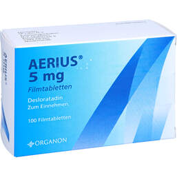 Abbildung: Aerius 5 mg Filmtabletten 100 St, Filmtabletten PZN 16124000