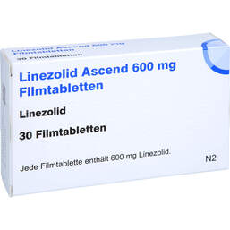 Abbildung: Linezolid Ascend 600 mg Filmtabletten 30 St, Filmtabletten PZN 16127286