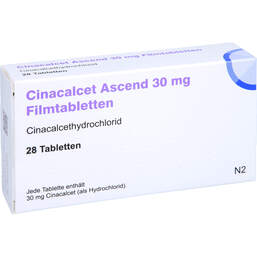 Abbildung: Cinacalcet Ascend 30 mg Filmtabletten 28 St, Filmtabletten PZN 16127292