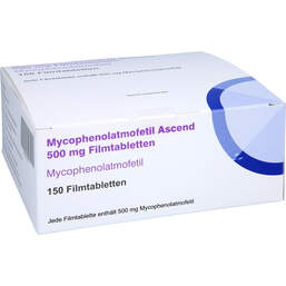 Abbildung: Mycophenolatmofetil Ascend 500 mg Filmtabletten 150 St, Filmtabletten PZN 16127375