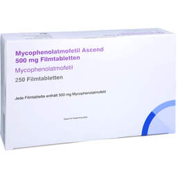 Abbildung: Mycophenolatmofetil Ascend 500 mg Filmtabletten 250 St, Filmtabletten PZN 16127381